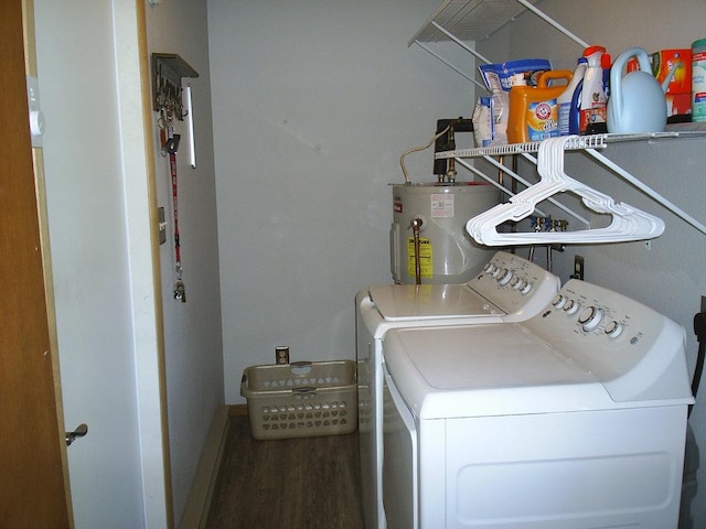 2424 Teakwood Ln, Helena, MT 59601 - laundry area with independent washer and dryer, water heater, and wood finished floors