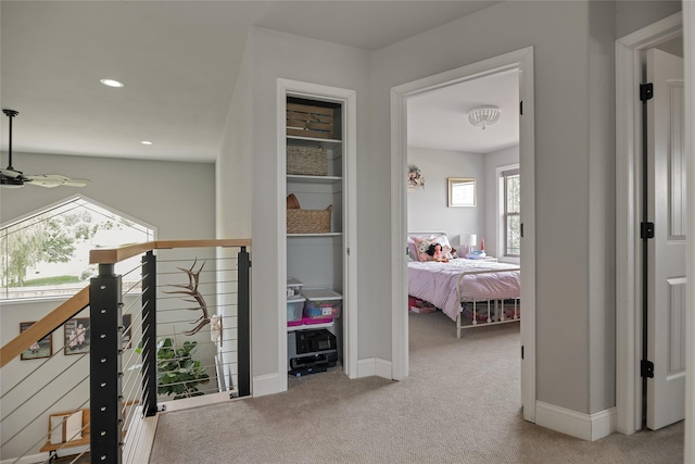 3806 Timothy Ln, Helena, MT 59602 - hallway featuring carpet, an upstairs landing, and recessed lighting
