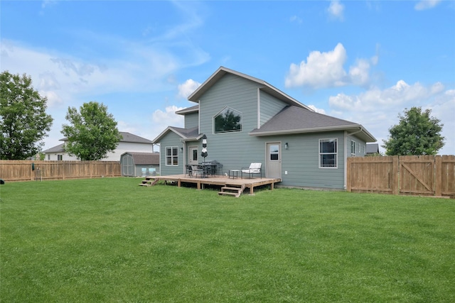 3806 Timothy Ln, Helena, MT 59602 - rear view of property with a shed, a fenced backyard, and a deck
