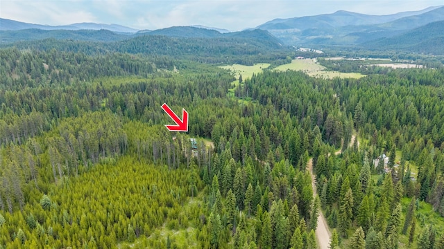 6343 Packer Creek Rd, Haugan, MT 59842 - aerial overview of property's location with a heavily wooded area and mountains