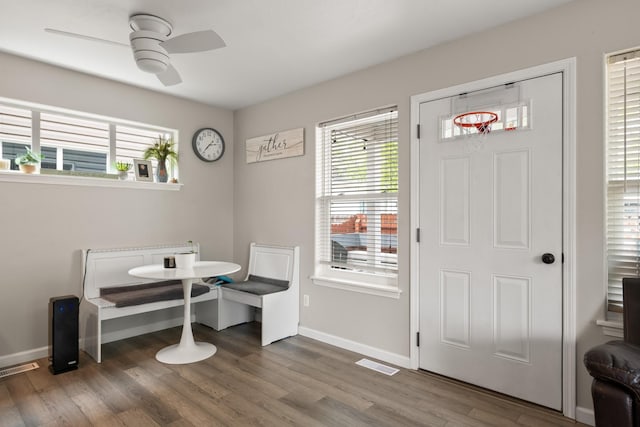 2331 W Sussex Ave, Missoula, MT 59801 - dining space with a ceiling fan and wood finished floors