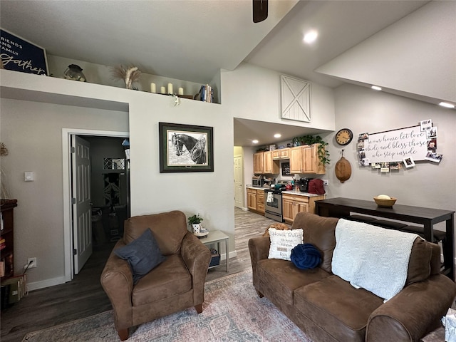 86 Steamboat Way W, Thompson Falls, MT 59873 - living room featuring wood finished floors, recessed lighting, and a ceiling fan