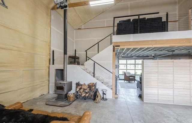 1210 Grand Fir Rd, Bigfork, MT 59911 - garage with a wood stove