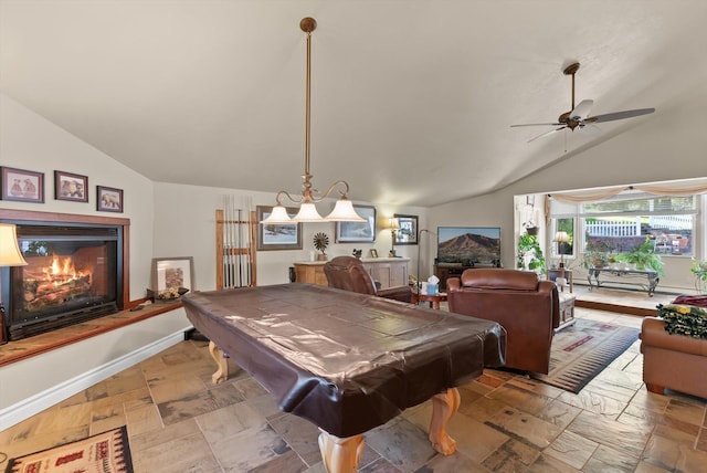 6350 S Meadowwood Ln, Missoula, MT 59803 - playroom with vaulted ceiling, billiards table, and ceiling fan