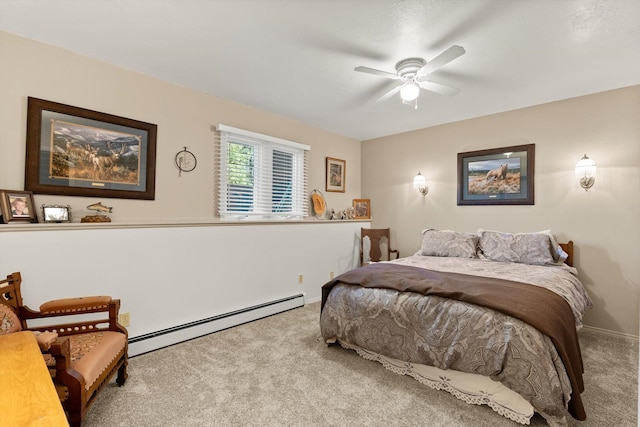 6350 S Meadowwood Ln, Missoula, MT 59803 - carpeted bedroom featuring a baseboard heating unit and ceiling fan