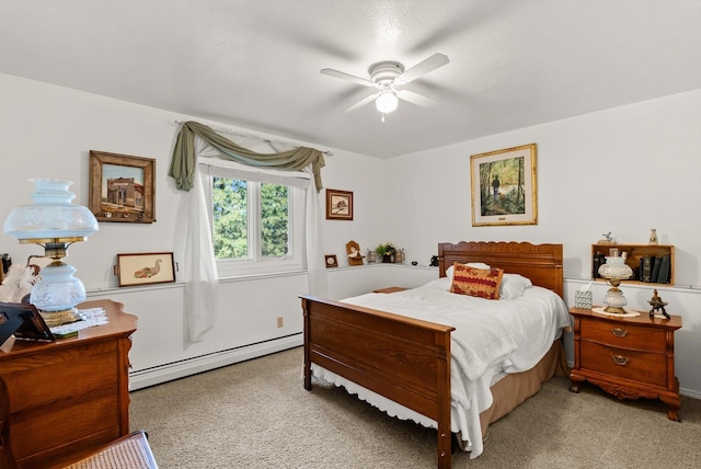 6350 S Meadowwood Ln, Missoula, MT 59803 - carpeted bedroom featuring a baseboard heating unit and ceiling fan
