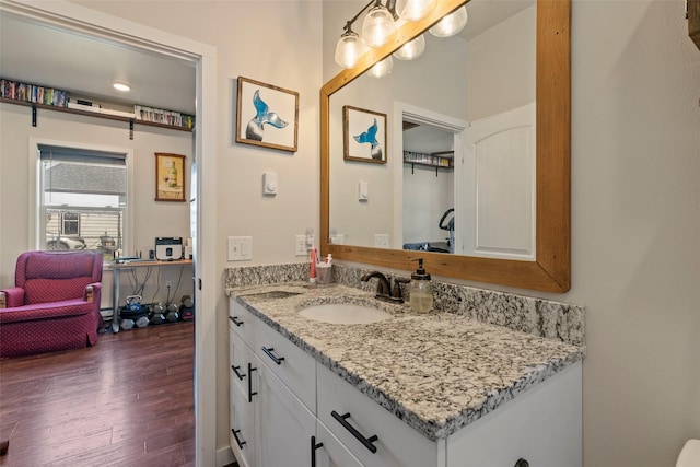 324 N Pine St, Townsend, MT 59644 - bathroom with vanity and wood finished floors
