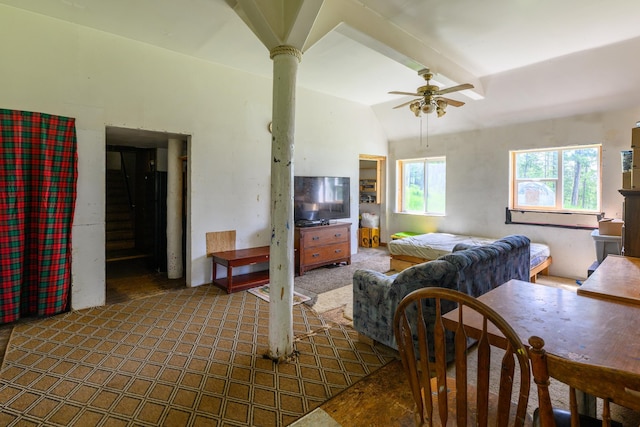 456 Gould Rd, Eureka, MT 59917 - carpeted living room featuring ceiling fan