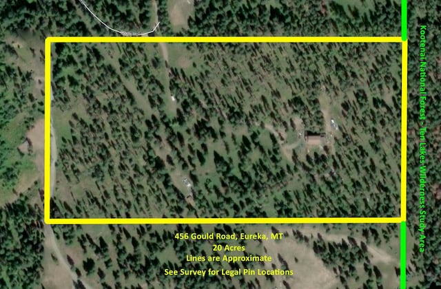 456 Gould Rd, Eureka, MT 59917 - map / location with property boundaries highlighted