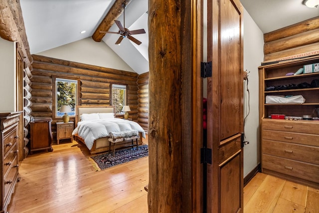 4475 Star Meadows Rd, Whitefish, MT 59937 - bedroom featuring log walls and light wood-style flooring