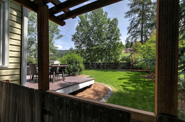 108 Apple House Ln, Missoula, MT 59802 - fenced backyard with a deck and outdoor dining space