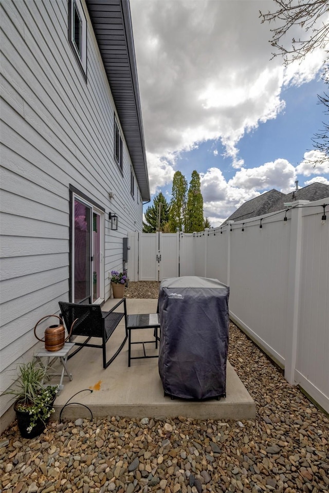 605-607 Leslie Ave, Helena, MT 59601 - fenced backyard with a gate, grilling area, and a patio area