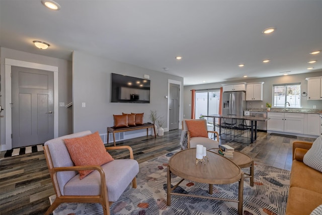 605-607 Leslie Ave, Helena, MT 59601 - living room with dark wood-style floors and recessed lighting