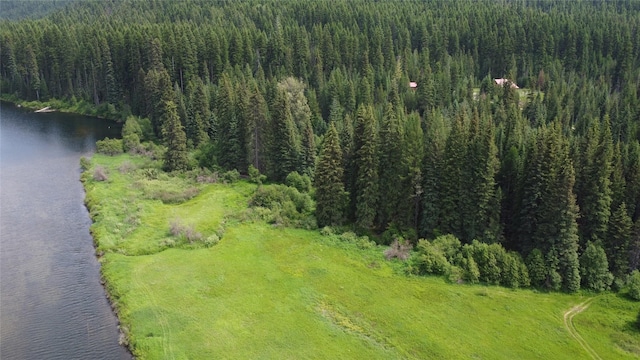 670GUSCREEK Gus Creek Rd, Yaak, MT 59935 - aerial view of property and surrounding area featuring a nearby body of water and a heavily wooded area