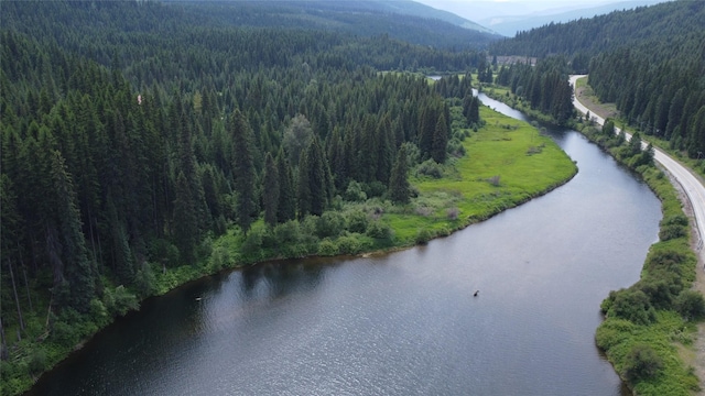 670GUSCREEK Gus Creek Rd, Yaak, MT 59935 - aerial view of property and surrounding area with a water and mountain view