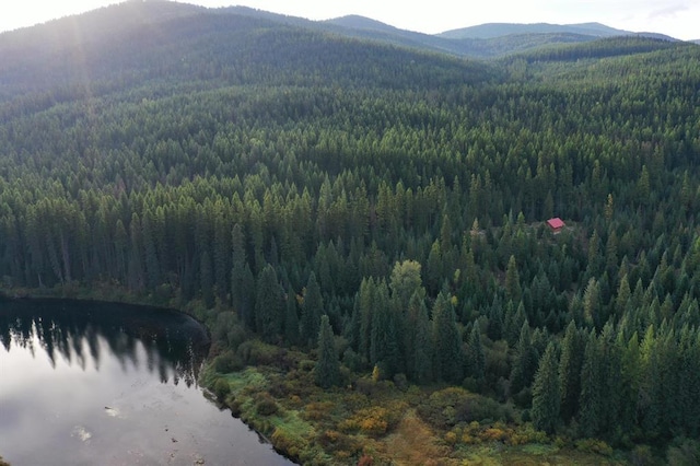 670GUSCREEK Gus Creek Rd, Yaak, MT 59935 - view of mountain backdrop with a forest and a nearby body of water