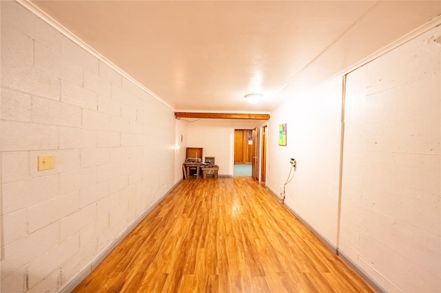 38534 US Highway 2, Libby, MT 59923 - hall with light wood-type flooring, concrete block wall, and ornamental molding