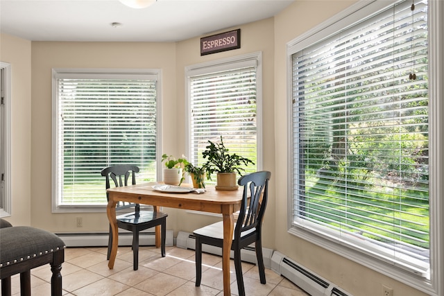 4280 Fox Farm Rd, Missoula, MT 59802 - dining area with healthy amount of natural light, light tile patterned floors, and a baseboard radiator