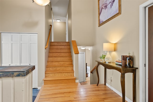 4280 Fox Farm Rd, Missoula, MT 59802 - stairway featuring wood finished floors and baseboards