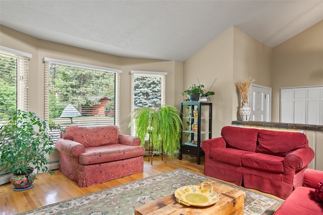 4280 Fox Farm Rd, Missoula, MT 59802 - living area featuring wood finished floors and vaulted ceiling