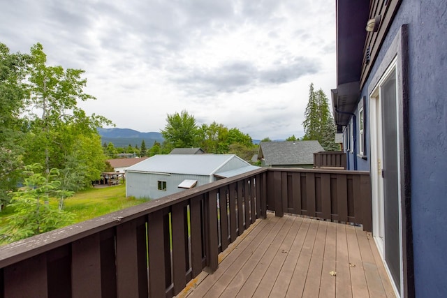 441 Karrow Ave, Whitefish, MT 59937 - wooden terrace featuring a mountain view
