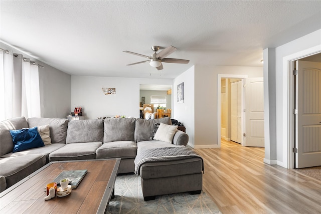 3265 US Highway 2 W, Kalispell, MT 59901 - living area with wood finished floors, ceiling fan, and a textured ceiling