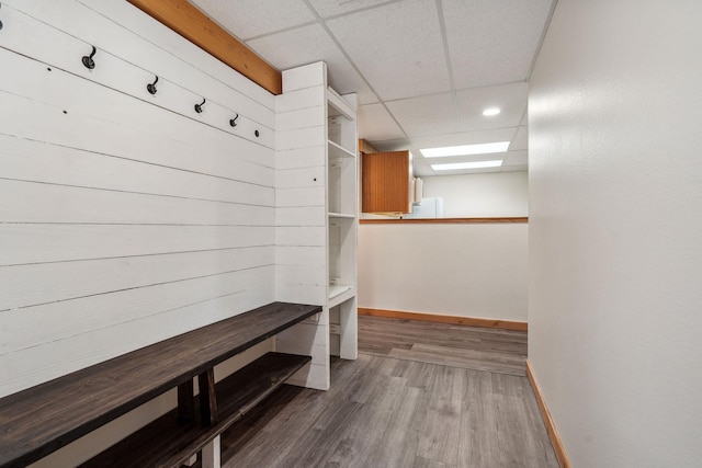 378 Last Best Pl, Kalispell, MT 59901 - mudroom featuring a drop ceiling, wood finished floors, and recessed lighting