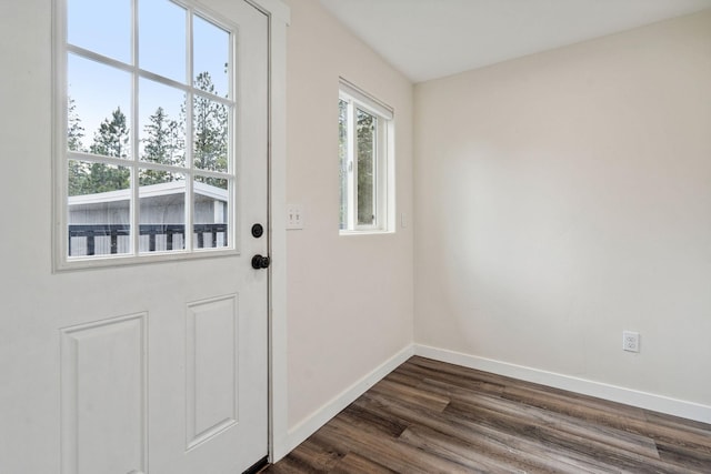 378 Last Best Pl, Kalispell, MT 59901 - doorway with baseboards and dark wood-style floors