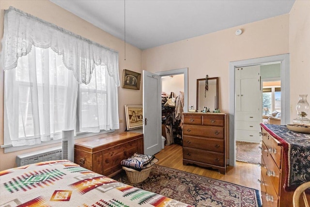 407 1st Ave W, Eureka, MT 59917 - bedroom with wood finished floors, a spacious closet, and radiator heating unit