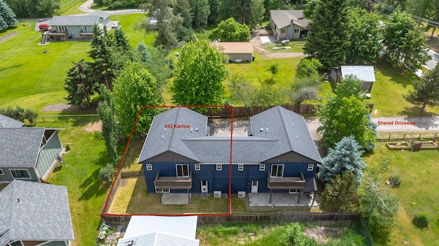 443 Karrow Ave, Whitefish, MT 59937 - aerial view of residential area featuring property boundaries highlighted