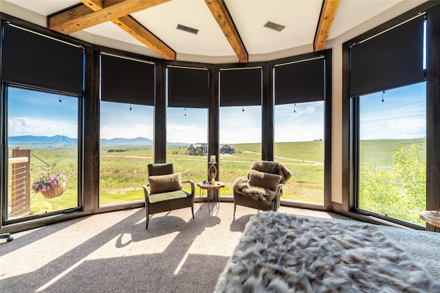 155 Peacemaker Rdg, Belt, MT 59412 - bedroom with beamed ceiling and a mountain view
