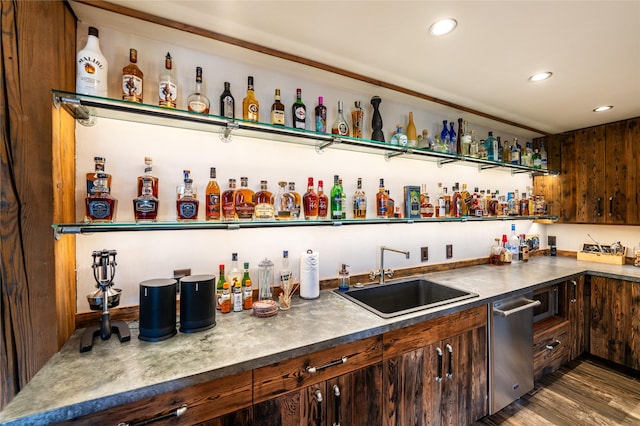 155 Peacemaker Rdg, Belt, MT 59412 - indoor wet bar with recessed lighting, stainless steel dishwasher, and wood finished floors