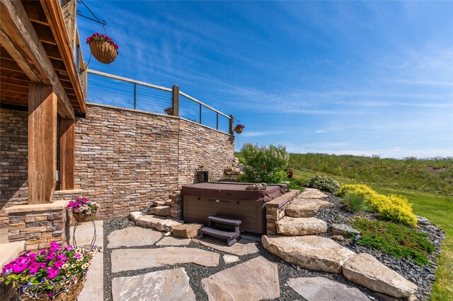 155 Peacemaker Rdg, Belt, MT 59412 - view of patio / terrace featuring a hot tub