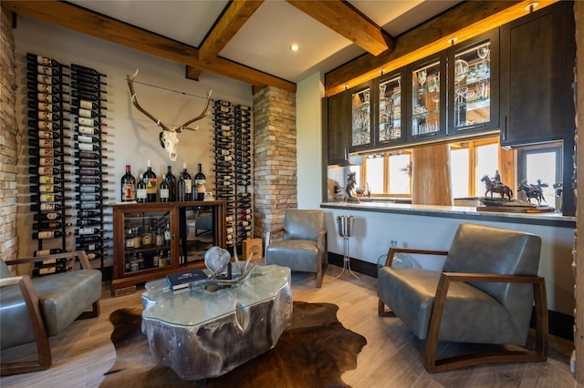 155 Peacemaker Rdg, Belt, MT 59412 - living area featuring beam ceiling, wood finished floors, and recessed lighting