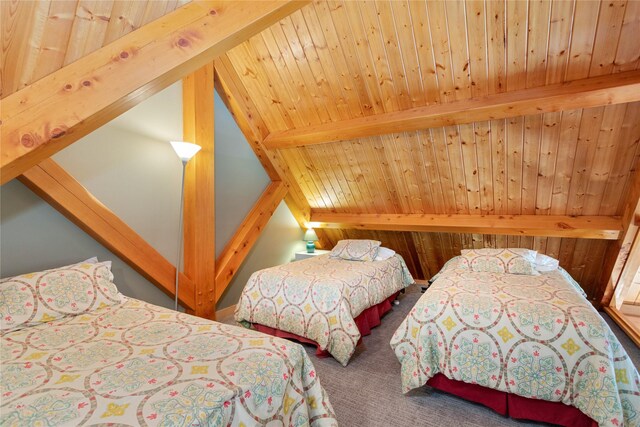 100 Deep Bay Dr, Lakeside, MT 59922 - bedroom with carpet floors and wooden ceiling