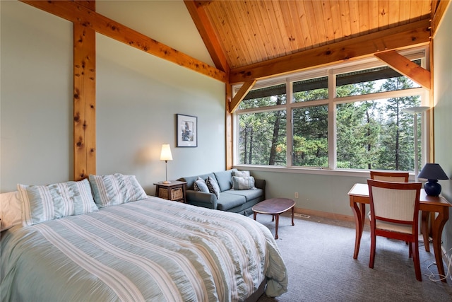 100 Deep Bay Dr, Lakeside, MT 59922 - carpeted bedroom with vaulted ceiling and wooden ceiling