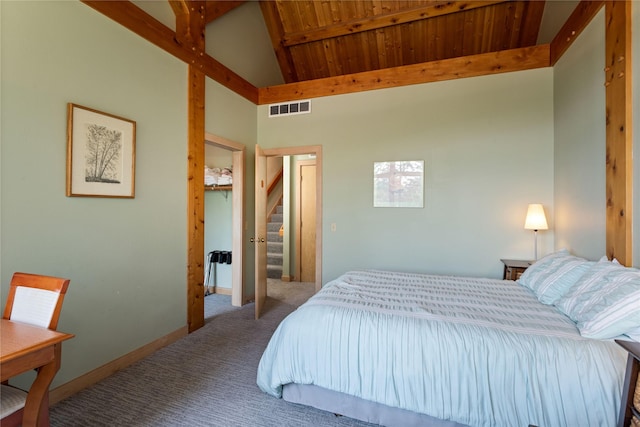 100 Deep Bay Dr, Lakeside, MT 59922 - carpeted bedroom featuring wood ceiling