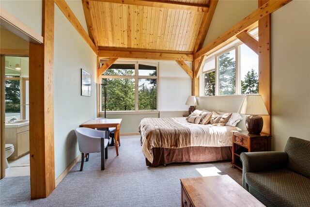 100 Deep Bay Dr, Lakeside, MT 59922 - bedroom featuring carpet floors and wood ceiling