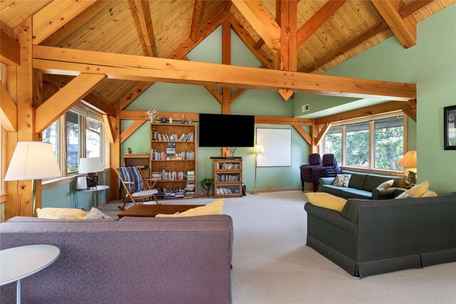 100 Deep Bay Dr, Lakeside, MT 59922 - living room featuring carpet flooring and wood ceiling