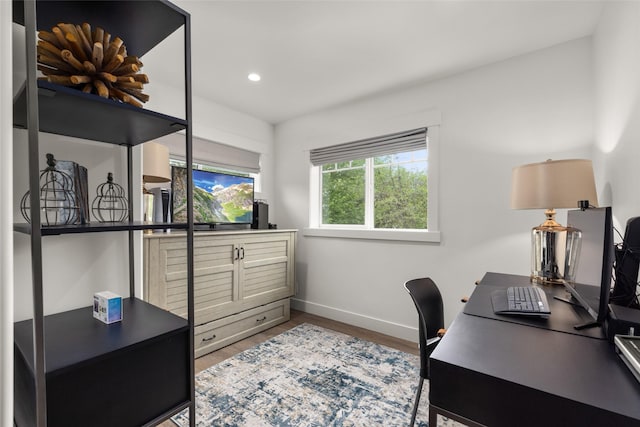 441/443 Karrow Ave, Whitefish, MT 59937 - home office featuring wood finished floors and recessed lighting