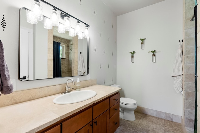 5014 Eastside Hwy, Stevensville, MT 59870 - full bath with vanity, a tile shower, and tile patterned flooring