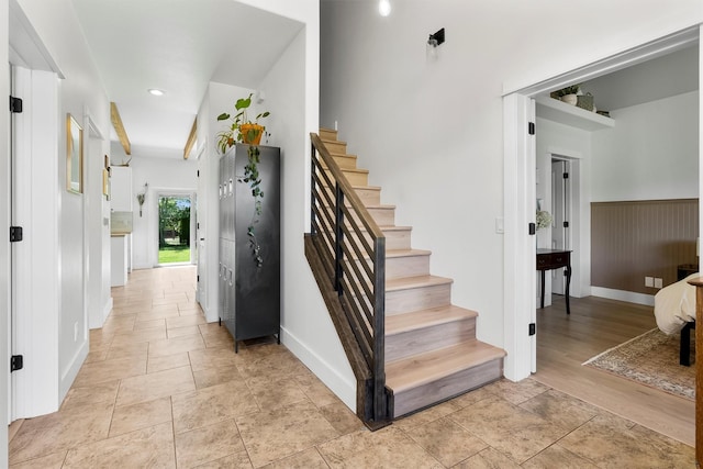 5014 Eastside Hwy, Stevensville, MT 59870 - stairway with stone tile flooring and recessed lighting