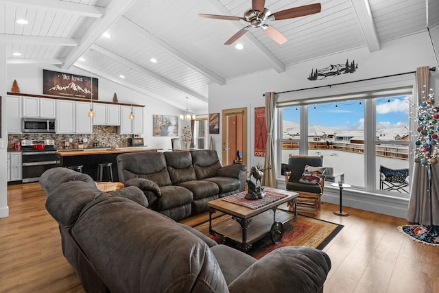 9 Blue Stem Way, Three Forks, MT 59752 - living room featuring light wood-style floors, a ceiling fan, and recessed lighting