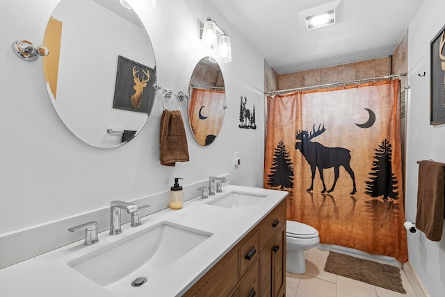 9 Blue Stem Way, Three Forks, MT 59752 - full bathroom with tile patterned floors, double vanity, and a shower with curtain