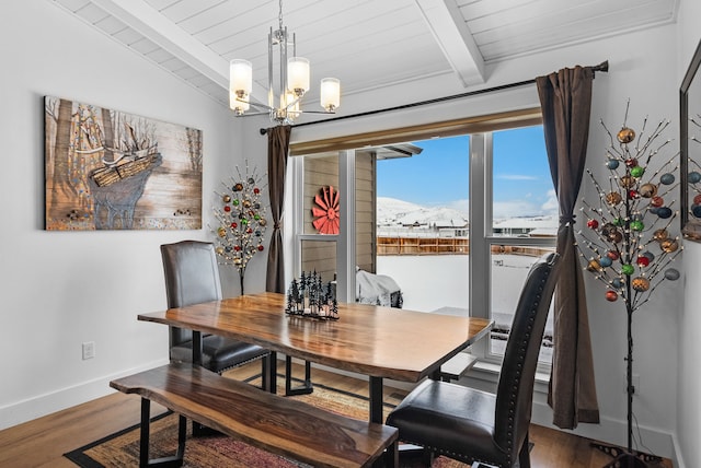 9 Blue Stem Way, Three Forks, MT 59752 - dining room featuring a chandelier, wood finished floors, and wooden ceiling