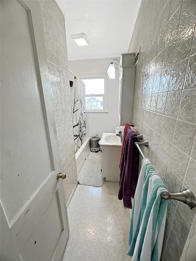 214 2nd Ave SW, Cut Bank, MT 59427 - full bathroom with vanity and shower / bathtub combination with curtain