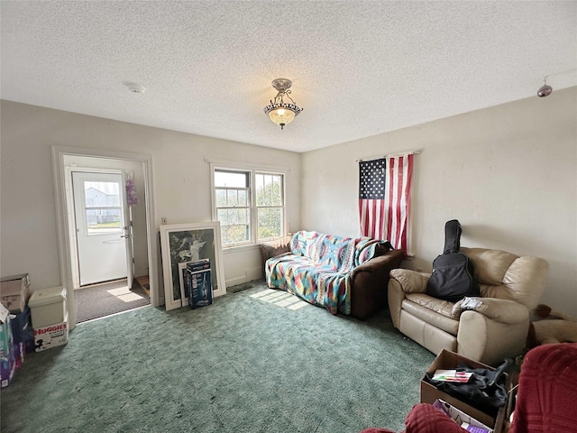214 2nd Ave SW, Cut Bank, MT 59427 - living area featuring carpet and a textured ceiling