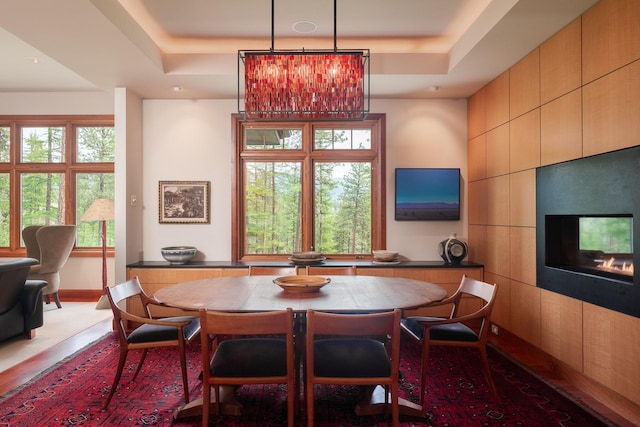 6601 Russian Joe Rd, Missoula, MT 59802 - dining room with a raised ceiling and wood finished floors