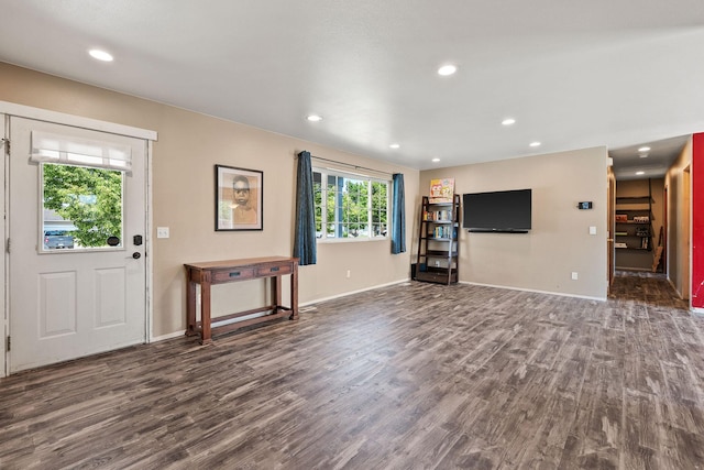 2150 Teal Dr, Kalispell, MT 59901 - unfurnished living room featuring dark wood finished floors and recessed lighting