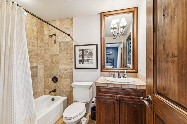 153 Slopeside Dr Unit 14, Whitefish, MT 59937 - bathroom with shower / tub combo with curtain, vanity, and a chandelier